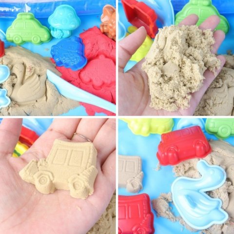 Woopie WOOPIE Piasek Kinetyczny 0,8 kg Zestaw w Koszyku z Foremkami + /