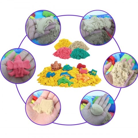 Woopie WOOPIE Piasek Kinetyczny 0,8 kg Zestaw w Koszyku z Foremkami + /