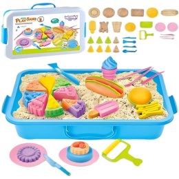 Woopie WOOPIE Piasek Kinetyczny 6 Kolorów 1,2 kg Zestaw Restauracja Stolik z Foremkami