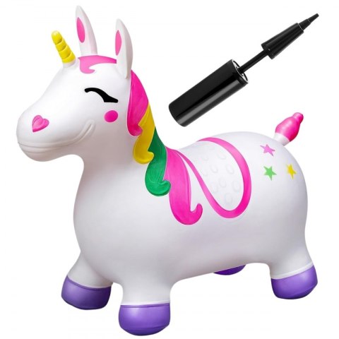 Woopie WOOPIE Skoczek Gumowy do Skakania Jednorożec Biały+ Pompka
