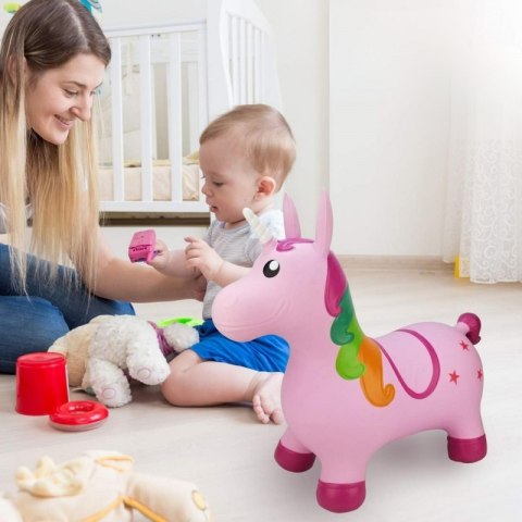 Woopie WOOPIE Skoczek Gumowy do Skakania Jednorożec Różowy + Pompka