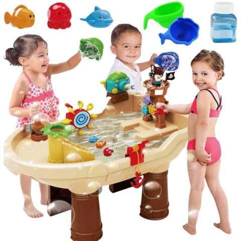 Woopie WOOPIE Stolik Wodny 2w1 Piaskownica Statek Piracki XL z Maszyna do Robienia Baniek Mydlanych