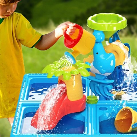 Woopie WOOPIE Stolik Wodny 2w1 Piaskownica z Krzesełkiem XL Aquapark 4-Baseny 13 akc.