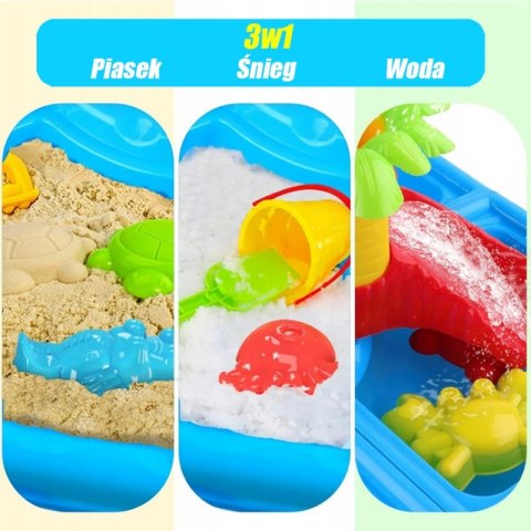 Woopie WOOPIE Stolik Wodny 2w1 Piaskownica z Krzesełkiem XL Aquapark 4-Baseny 13 akc.