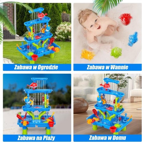 Woopie WOOPIE Stolik Wodny 4w1 Piaskownica Wodospad XL 4-Poziomowy Delfin