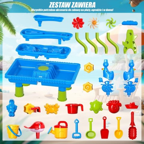 Woopie WOOPIE Stolik Wodny 4w1 Piaskownica Wodospad XL 4-Poziomowy Delfin