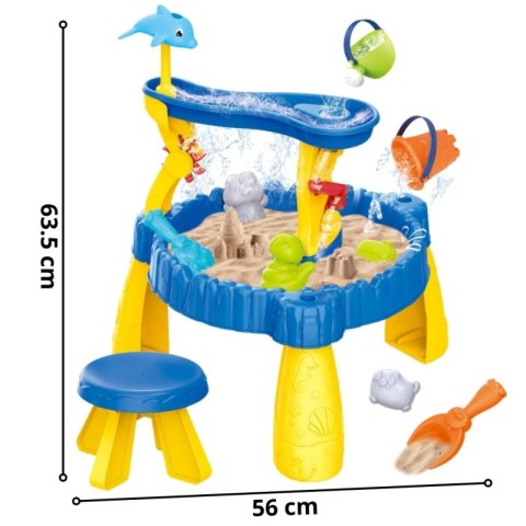 Woopie WOOPIE Stolik Wodny XL z Krzesełkiem 2w1 Piaskownica Delfinek 12el.