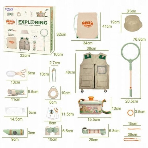 Woopie WOOPIE Zestaw Małego Odkrywcy Lornetka Kompas Siatka Na Owady Motyle Latarka