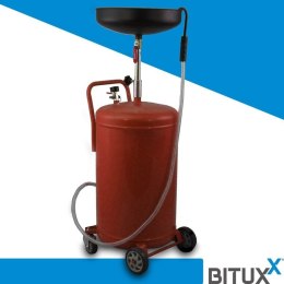 Bituxx Zlewarka Wózek do Oleju 80L Czerwona Sprężone Powietrze Lejek