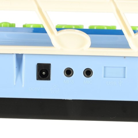 Keyboard dla dzieci pianinko interaktywne organki 37 klawiszy mikrofon statyw niebieskie Kik Sp. z o. o. Sp. k.