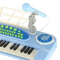 Keyboard dla dzieci pianinko interaktywne organki 37 klawiszy mikrofon statyw niebieskie Kik Sp. z o. o. Sp. k.