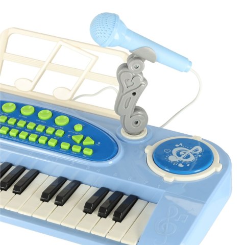 Keyboard dla dzieci pianinko interaktywne organki 37 klawiszy mikrofon statyw niebieskie Kik Sp. z o. o. Sp. k.