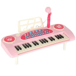 Keyboard dla dzieci pianinko interaktywne organki 37 klawiszy mikrofon statyw różowe Kik Sp. z o. o. Sp. k.
