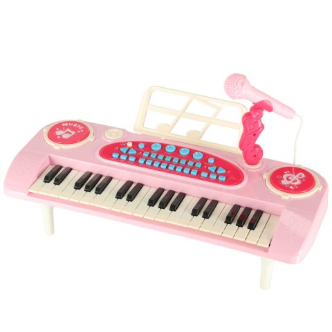 Keyboard dla dzieci pianinko interaktywne organki 37 klawiszy mikrofon statyw różowe Kik Sp. z o. o. Sp. k.