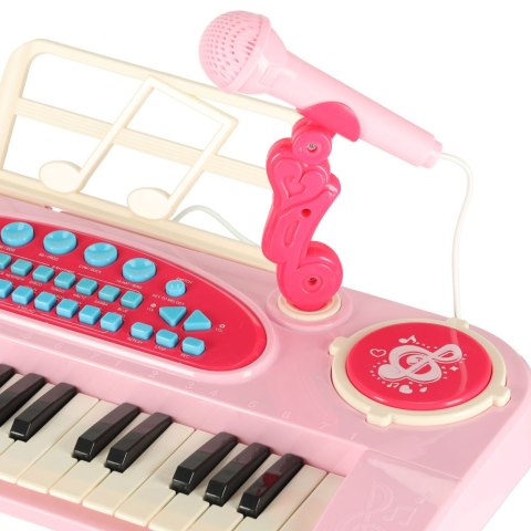 Keyboard dla dzieci pianinko interaktywne organki 37 klawiszy mikrofon statyw różowe Kik Sp. z o. o. Sp. k.