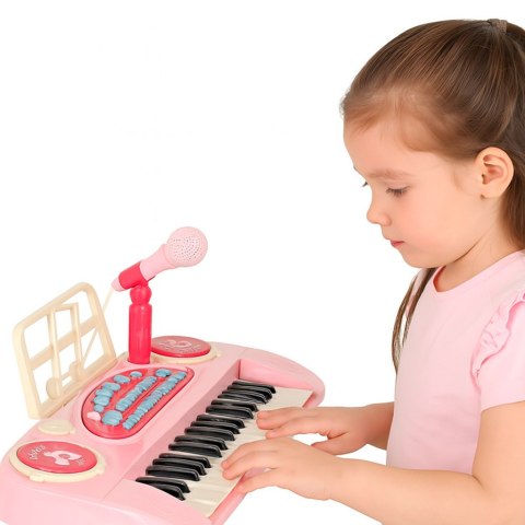 Keyboard dla dzieci pianinko interaktywne organki 37 klawiszy mikrofon statyw różowe Kik Sp. z o. o. Sp. k.