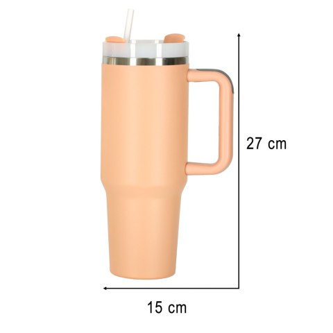 Kubek termiczny ze słomką i uchwytem termos 1200ml róż pudrowy Kik Sp. z o. o. Sp. k.