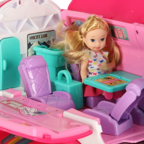 Samolot dla lalek pasażerski 2w1 rozkładany akcesoria różowy Kik Sp. z o. o. Sp. k.