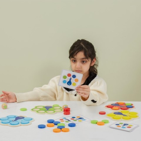 Viga Toys VIGA Drewniana Gra Dopasuj Kolory Pawi Ogon Montessori + Karty