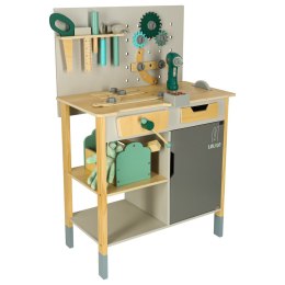 Warsztat drewniany LULILO Fikso zestaw małego majsterkowicza z narzędziami piła wkrętarka dźwięki 86cm Kik Sp. z o. o. Sp. k.