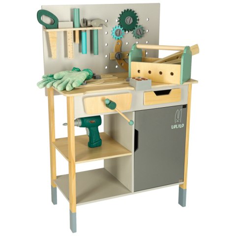 Warsztat drewniany LULILO Fikso zestaw małego majsterkowicza z narzędziami piła wkrętarka dźwięki 86cm Kik Sp. z o. o. Sp. k.