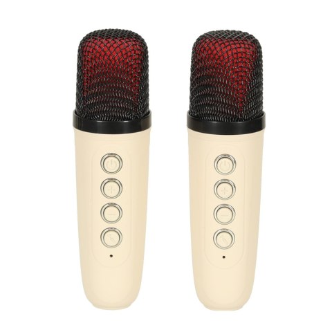 Zestaw do karaoke głośnik Bluetooth 2 mikrofony USB LED 10W kremowy Kik Sp. z o. o. Sp. k.