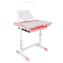 Biurko dziecięce szkolne regulowane krzesło lampka LED USB różowe Kik Sp. z o. o. Sp. k.