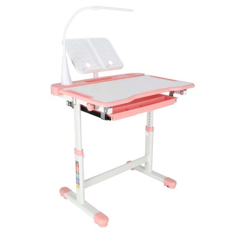 Biurko dziecięce szkolne regulowane krzesło lampka LED USB różowe Kik Sp. z o. o. Sp. k.