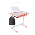 Biurko dziecięce szkolne regulowane krzesło lampka LED USB różowe Kik Sp. z o. o. Sp. k.