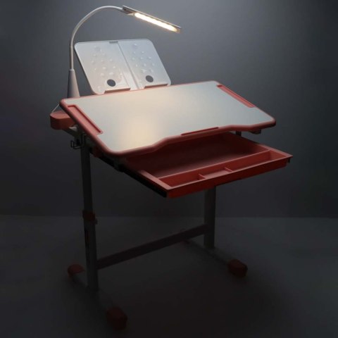 Biurko dziecięce szkolne regulowane krzesło lampka LED USB różowe Kik Sp. z o. o. Sp. k.