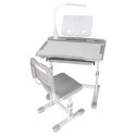 Biurko dziecięce szkolne regulowane krzesło lampka LED USB szare Kik Sp. z o. o. Sp. k.