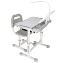 Biurko dziecięce szkolne regulowane krzesło lampka LED USB szare Kik Sp. z o. o. Sp. k.