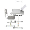 Biurko dziecięce szkolne regulowane krzesło lampka LED USB szare Kik Sp. z o. o. Sp. k.