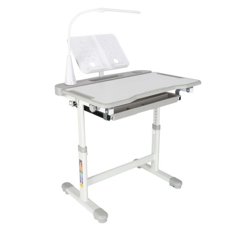 Biurko dziecięce szkolne regulowane krzesło lampka LED USB szare Kik Sp. z o. o. Sp. k.