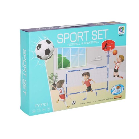 Bramka piłkarska do piłki nożnej tablica do koszykówki gry w kosza gra 2w1 2 piłki pompka Kik Sp. z o. o. Sp. k.