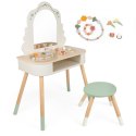 Classic World CLASSIC WORLD Drewniana Toaletka z Lustrem Krzesełkiem i Akcesoriami Pastelowa