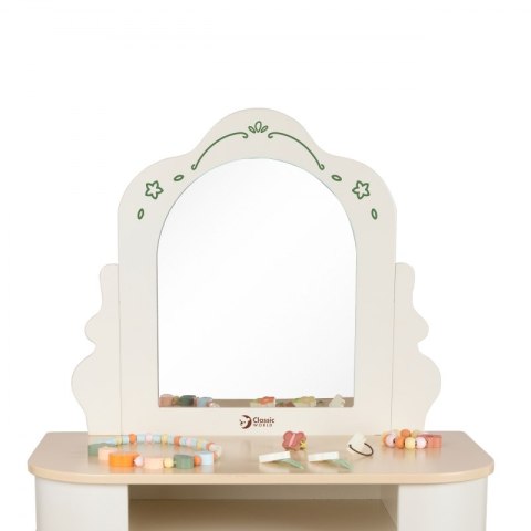 Classic World CLASSIC WORLD Drewniana Toaletka z Lustrem Krzesełkiem i Akcesoriami Pastelowa
