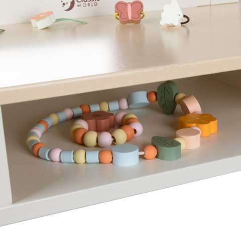 Classic World CLASSIC WORLD Drewniana Toaletka z Lustrem Krzesełkiem i Akcesoriami Pastelowa