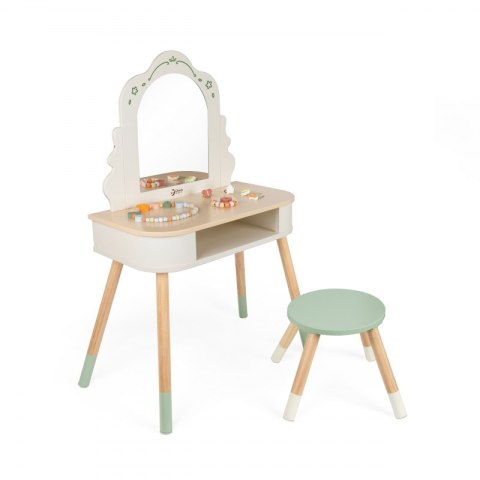 Classic World CLASSIC WORLD Drewniana Toaletka z Lustrem Krzesełkiem i Akcesoriami Pastelowa