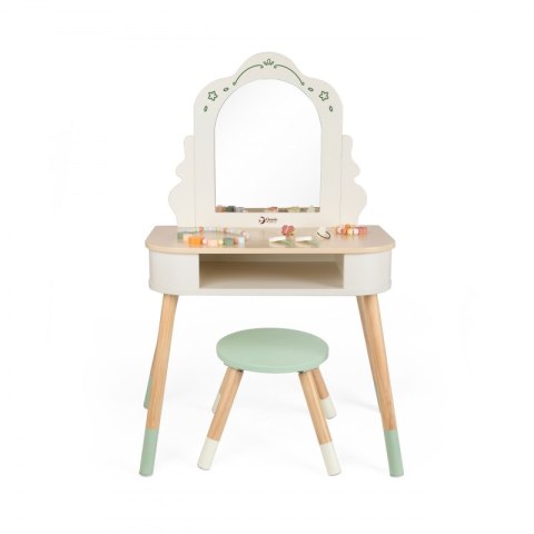 Classic World CLASSIC WORLD Drewniana Toaletka z Lustrem Krzesełkiem i Akcesoriami Pastelowa