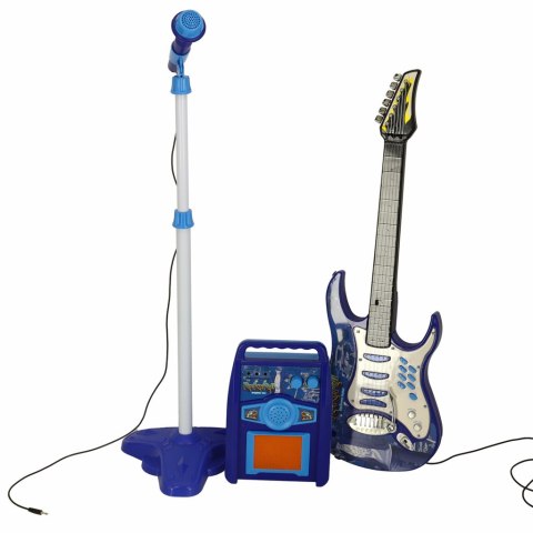 Gitara elektryczna rockowa ze wzmacniaczem mikrofonem dla dzieci niebieska Kik Sp. z o. o. Sp. k.