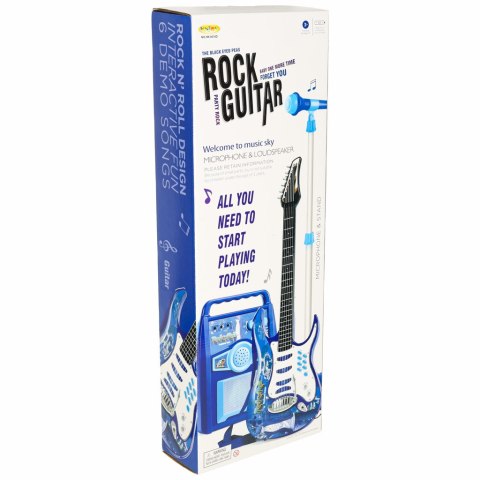 Gitara elektryczna rockowa ze wzmacniaczem mikrofonem dla dzieci niebieska Kik Sp. z o. o. Sp. k.
