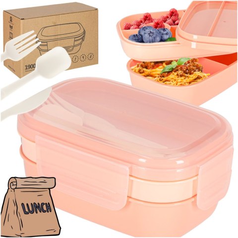 Lunch box śniadaniówka pudełko śniadaniowe z przegródkami dzielone 1900ml morelowe Kik Sp. z o. o. Sp. k.