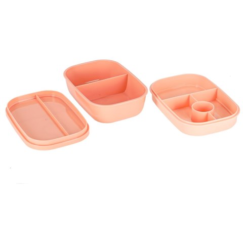 Lunch box śniadaniówka pudełko śniadaniowe z przegródkami dzielone 1900ml morelowe Kik Sp. z o. o. Sp. k.