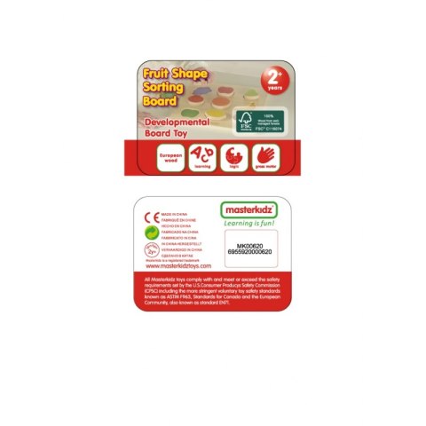 Masterkidz MASTERKIDZ Drewniany Sorter Kształtów Kolorowe Owoce Montessori