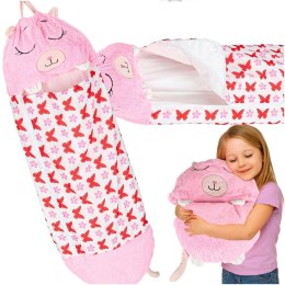 Śpiwór do spania dla dzieci turystyczny poduszka 2w1 125x50cm różowy Kik Sp. z o. o. Sp. k.
