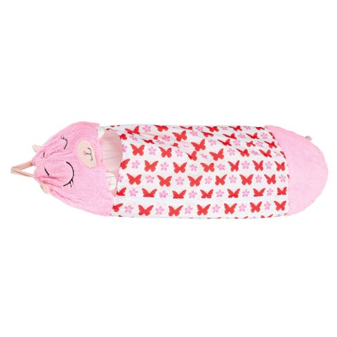 Śpiwór do spania dla dzieci turystyczny poduszka 2w1 125x50cm różowy Kik Sp. z o. o. Sp. k.