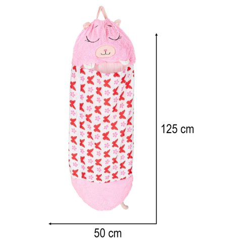 Śpiwór do spania dla dzieci turystyczny poduszka 2w1 125x50cm różowy Kik Sp. z o. o. Sp. k.