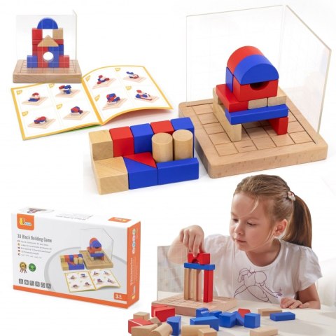 Viga Toys VIGA Drewniana Gra Budowanie Klocki 3D Montessori