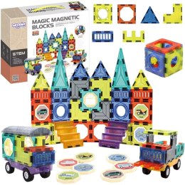 Woopie WOOPIE Klocki Magnetyczne 3D Zestaw Zamek Pojazdy 71el.